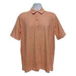 Johnston & Murphy Mens Orange Print Short Sleeve Polo Shirt Size XL Pima Cotton